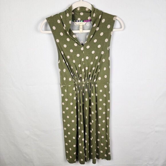 Matilda Jane Dot Your I's Dress Womens XS Sleeveless Knee Length Green Polka Dot - Picture 2 of 6